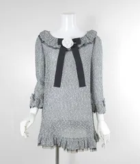 M'S GRACY ◆ カメリアコサージュ付* サマーツイード チュニック ブラウス サイズ42 黒 エムズグレイシー ◆G114のサムネイル