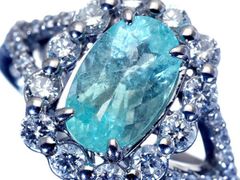 【ジュエリー極】鑑付 超希少宝石 超大粒上質天然パライバトルマリン2.00ct&ダイヤ1.00ct 超高級Pt900リング h8119vmz【送料無料】
