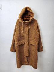 ジュシジュディ ブラウン ボア フリース フード ロング コート