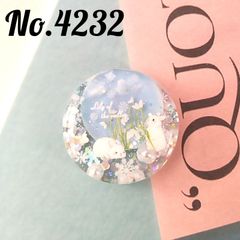 No.4232 スノードロップとうさぎ レジンヘアゴム - メルカリ