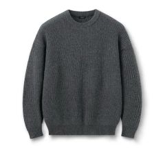 TAKEASY ラムウール クルーネック オーバ ニット (チャコール)