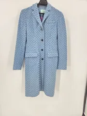 TOCCA トッカ 総柄 ロングコート サイズ0 ウール混 USA製 上品 ブルー