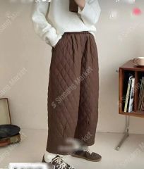 レディース暖かいキルティングダウンバギージョガーパンツ 新品