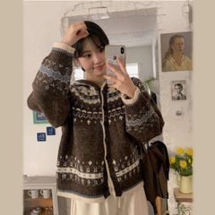 NKNIT グレー ネイビー ハートデザイン セーター - メルカリ
