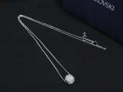 ■極美品■ SWAROVSKI スワロフスキー ラインストーン ネックレス ペンダント アクセサリー レディース シルバー系 DK6475