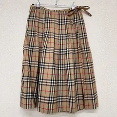 Burberrys BLUELABEL　バーバリー ブルーレーベル　プリーツスカート　ラップ　巻き　リボン　ノバチェック柄　ウール　ベージュ　レディース　38　a00966