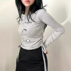 チャコット レースコンビ 長袖 ヘムフィット Tシャツ M ヨガウェア