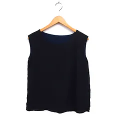 グローバルワーク GLOBAL WORK タグ付き リバーシブル ボートネック カットソー 透け感 ノースリーブ L 黒 ブラック /NT34