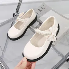 ☆ オフホワイト ☆ 36(22.0cm) ☆ フォーマルシューズ 入学式 リボンパール フォーマルシューズ 女の子 ドレスシューズ ストラップシューズ 靴 結婚式 キッズ 子供 子ども こども フォーマル 子供靴 子ども靴 フォーマル靴 ストラップ シューズ