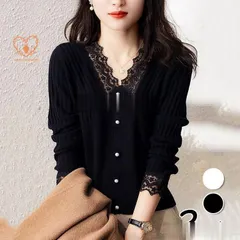 ニットトップス レディース 秋冬 40代 長袖 ニットトップス レースvネック セーター白 黒 ショット丈ニットソー 細身ニットインナー 大人 