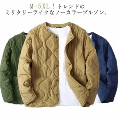 キルティングジャケット メンズ ノーカラー ブルゾン アウター 中綿