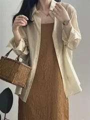 種類8：ブルー/M 通勤用 薄手日焼け止めシャツ (T)