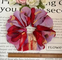 年末セール☆ハンドメイドシュシュ☆パープル花柄