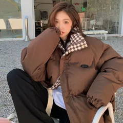 アウター ジャケット レディース ブルゾン 中綿 チェック 防寒 防風 韓国ファッション