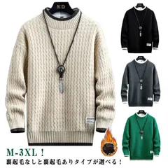 セーター メンズ 裏起毛 クルーネック 厚手 長袖 プルオーバー 防寒 冬服 カジュアル トップス