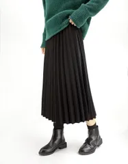 プリーツスカート 秋冬 スリム ロングスカート (T)