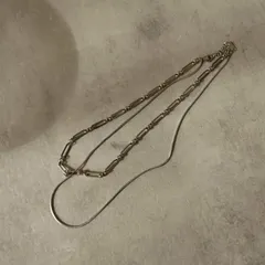 ネックレス ダブルチェーン 重ね付け サージカルステンレス シンプル シルバー レディース　女性 高見え おしゃれ カジュアル メ