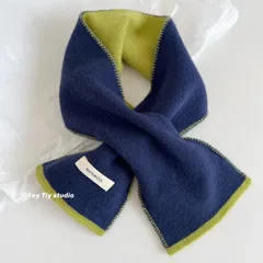 両面拼色 ニットマフラー レディース