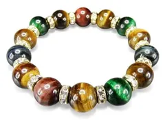 AA天然石タイガーアイ多色ブレスレットロンデル付き数珠