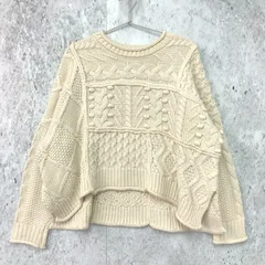 KBF ケービーエフ ケーブル パッチワーク ニット オフホワイト Oneサイズ ◇〇☆