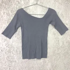 fifth フィフス イレギュラー ネック 5分袖 ニット ブルー 〇◇