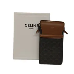 [東店85-2781-2512] [店舗併売] CELINE セリーヌ フラップ付きモバイルポーチ トリオンフキャンバス＆ラムスキン