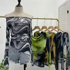 長袖染めプリントトップス (T)