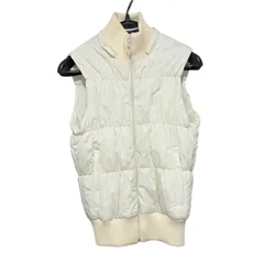 ZM1703 GUESS JEANS ダウンベスト アイボリー オフホワイト 白系 M レディース 中綿 リブニット 前ファスナー