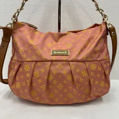 7559　russet　ラシット　トートバッグ　 2way　ショルダーバッグ　モノグラム　 総柄　オレンジピンク系　イエロー　 ナイロン　レザー　レディース