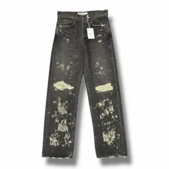参考上代52800円 未使用 DAIRIKU 2025S Damage Straight Denim Pants ダメージストレートデニムパンツ ジーンズ ダイリク 25SS RG-DNM6 ブラック 29(M) （5276M）