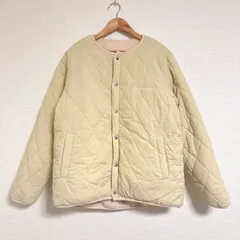 美品 KEY MEMORY 24AW ボアリバーシブルブルゾン ノーカラー キルティングジャケット 中綿入り アイボリー サイズ1 ユニセックス