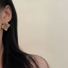 天然石デザインピアス (T)