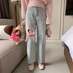 美品 大きいサイズ44 トゥービーシック 刺繍デニムパンツ - メルカリ