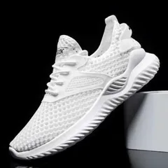 メンズ スニーカー メッシュ 厚底 軽量 蒸れにくい 疲れにくい 歩きやすい 滑り止め クッション性 ジム スポーツ ランニング 白