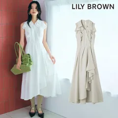 【SALE50%OFF】【即納】 リリー ブラウン LILY BROWN ワンピース 25秋冬 ラッフルフリルティアードシャツワンピ―ス ノースリーブ ロング丈 lwfo254213