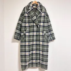 Ungrid スライバーチェスターロングコート ウール混 シャギーコート オーバーサイズ S 155cm向け FREE相当 グリーンチェック