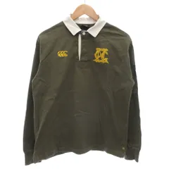 カンタベリー CANTERBURY L/S RUGGER SHIRT ラガーシャツ ロンT 長袖 M ロゴ刺繍 カーキ 白 ホワイト RA48591 /GV
