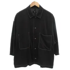 ハレ HARE ビッグシルエットシャツ 八分袖 M 黒 ブラック 白 ホワイト ステッチ HA020066TR /GV