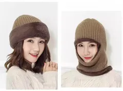 ニット帽 男女兼用 目出し帽 フェイスマスク ニットキャップネックウォーマー 裏ボア 帽子 防寒 ブラック ふわふわ  暖かい スキーつ