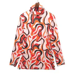 ユニクロ UNIQLO マルニ MARNI ヒートテック 総柄 タートルネック Tシャツ ストレッチ 長袖 レッド 赤 XL 458868 大きいサイズ