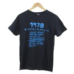 ディーゼル DIESEL Tシャツ カットソー S ネイビー 紺 プリント ラウンドネック /YS38 ■GY61