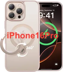 【CASEKOO】iPhone16Pro用ケース 2025最高傑作&定点360度回転 米軍MIL規格 耐衝撃 MagSafe対応 高耐久性