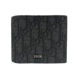 [東店85-2783-2512] [店舗併売] Dior ディオール オブリーク ジャガードウォレット キャンバス 二つ折り財布 ブラック系