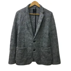 アズールバイマウジー AZUL by moussy ジャケット テーラード シングル ニット センターベント メランジ 裏起毛 長袖 M グレーのサムネイル