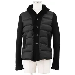 EMMETI エンメティ ダウンジャケット ムートン ボア / レザー コンビネーション ラムスキン ポリアミド パデッド 中綿 アウター メンズ サイズ 46 ブラック 黒 イタリア製