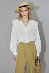 美品 リエス ブラウス シャツ カットソー フレンチスリーブ 吸水速乾 