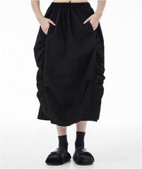 susuri タピールパンツ コーデュロイ ゆったり ロングベルト 黒 0