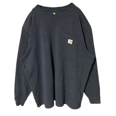 XL グレー カーハート ワンポイント 無地 シンプル 単色 ストリート ロンT ポケT メンズ レディース ユニセックス 古着 長袖