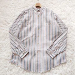 90s　エディーバウアー　Eddie Bauer　白タグ　ストライプ　長袖　シャツ　マルチカラー　L　ビッグシルエット　オーバーサイズ　ヴィンテージ　古着