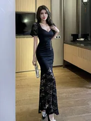 タキシード レース ナイトクラブ ワンピース (T)